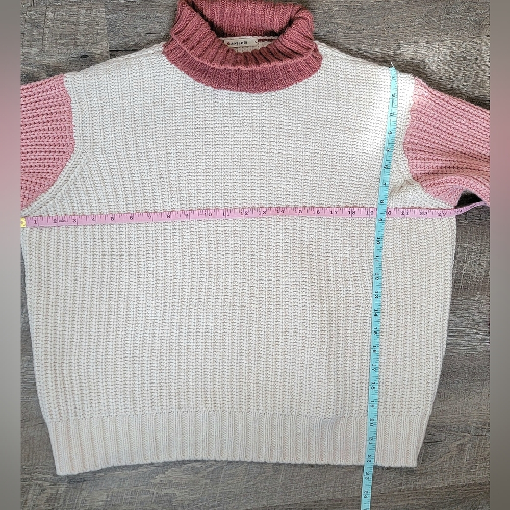 Marine Layer Juniper Oversized Colorblock Turtleneck Sweater Womens S Cream Pink - Picture 10 of 13